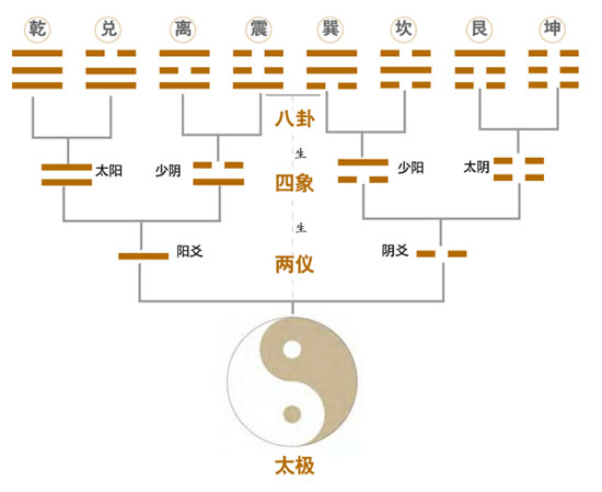 无极生太极，太极生二仪，二仪生四象，四象生八卦与生生之谓易